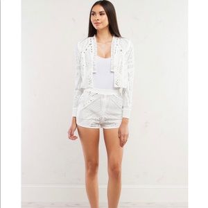 Cropped studded blazer with matching shorts